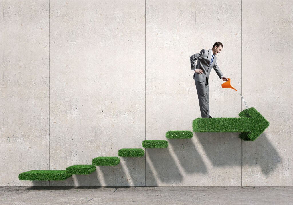 MAN ON GRASS STAIRS